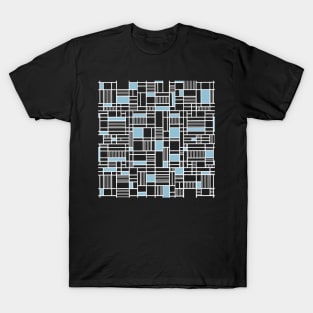 Map Lines Blue Black T-Shirt